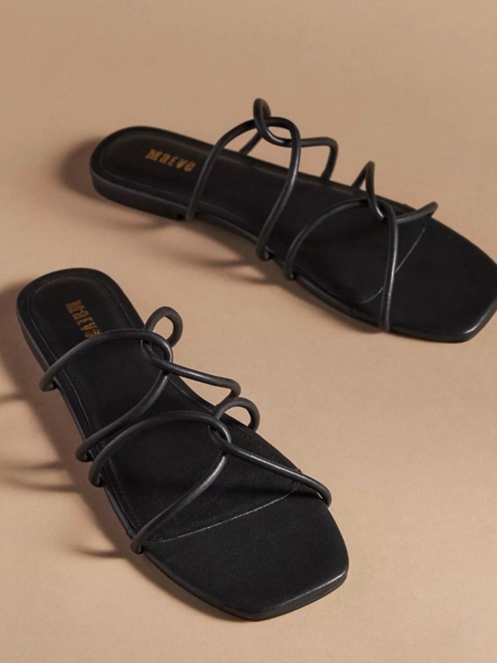 Maeve Black Knotted Strappy Slide Sandals